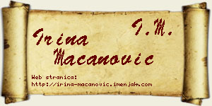 Irina Macanović vizit kartica